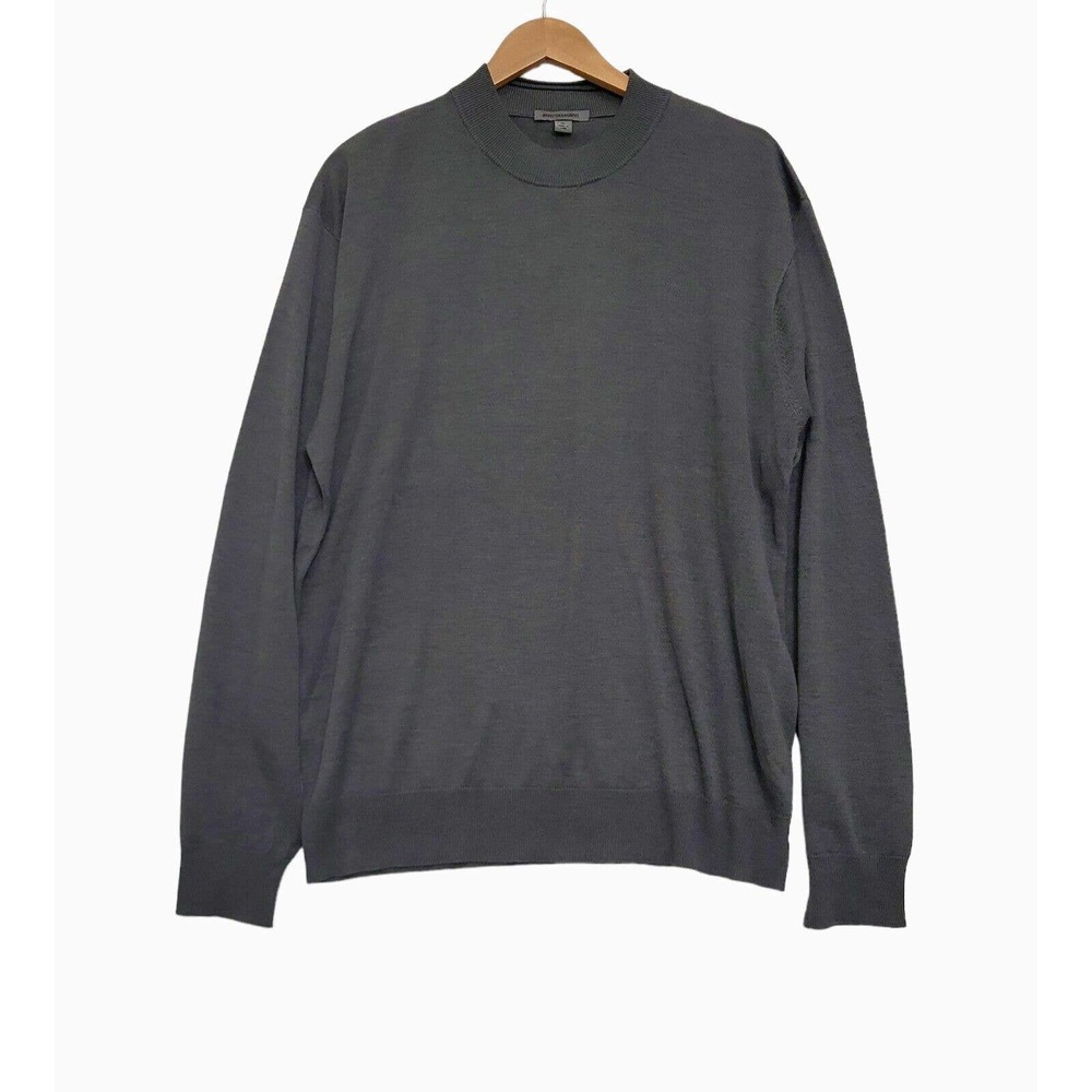 Johnston & Murphy Men's Sweater‎ Size XL Gray Mock Neck 100% Silk Long Sleeve